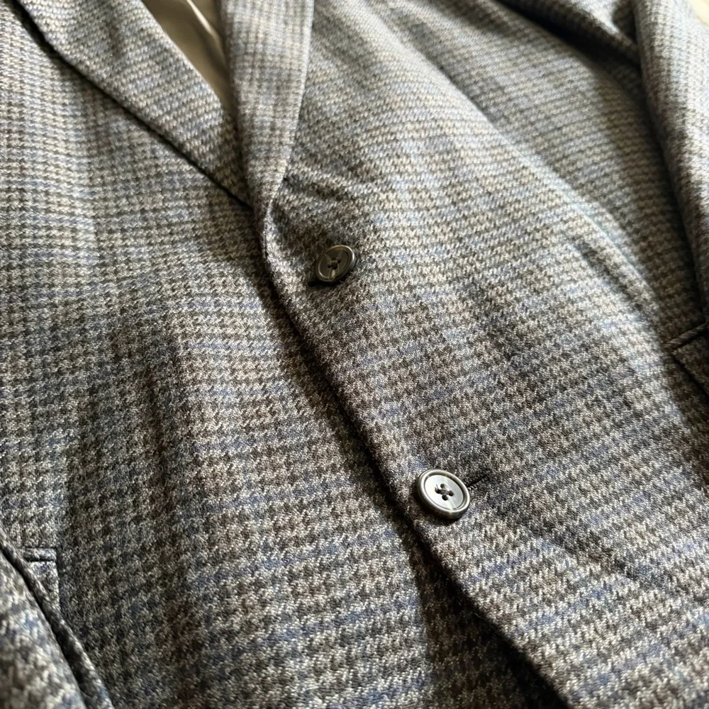 Chaps 100% Wool Blazer Jacket Men's Size 44‎ Gray Blue Herringbone